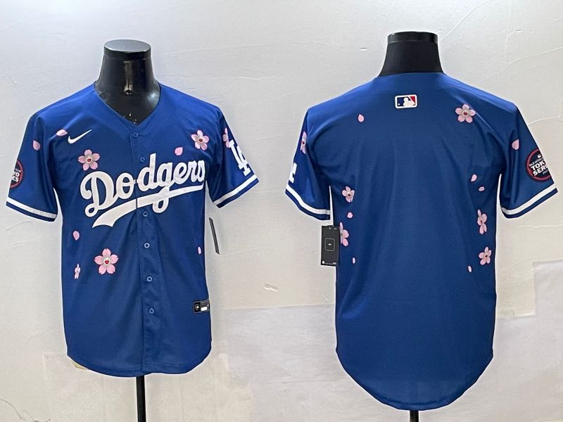 Men Los Angeles Dodgers Blank Blue Sakura Edition 2025 Nike MLB Jersey style 1